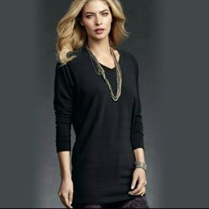 CABI Black Long Sleeve Tunic V-neck Sweater • Small